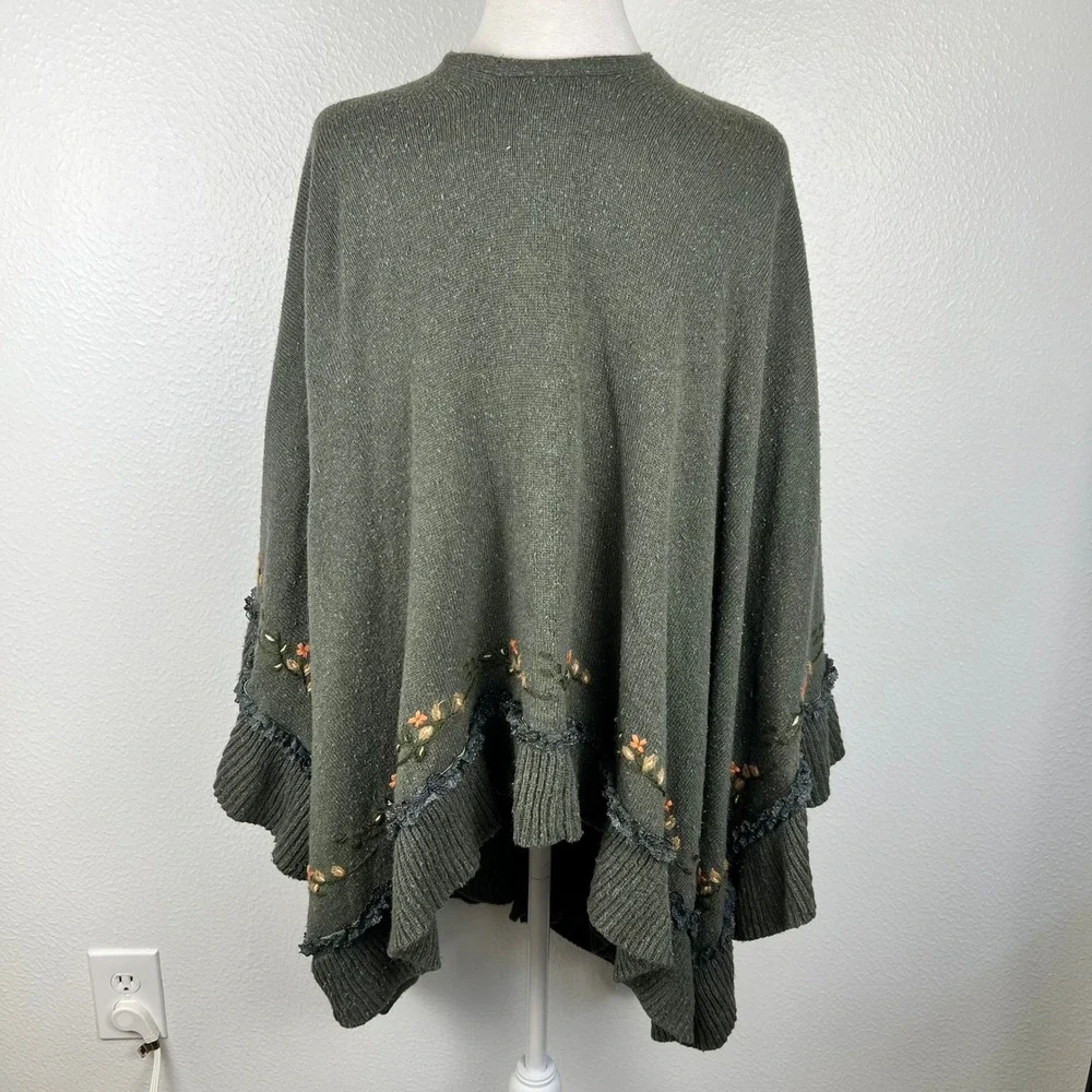 Soft Surroundings Embroidered Cardigan Nature Silk Fairy Autumn Ruffle Vintage
